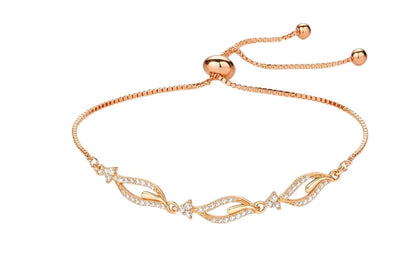 Adjustable Diamond Crystal Rose Gold Charm Bracelet
