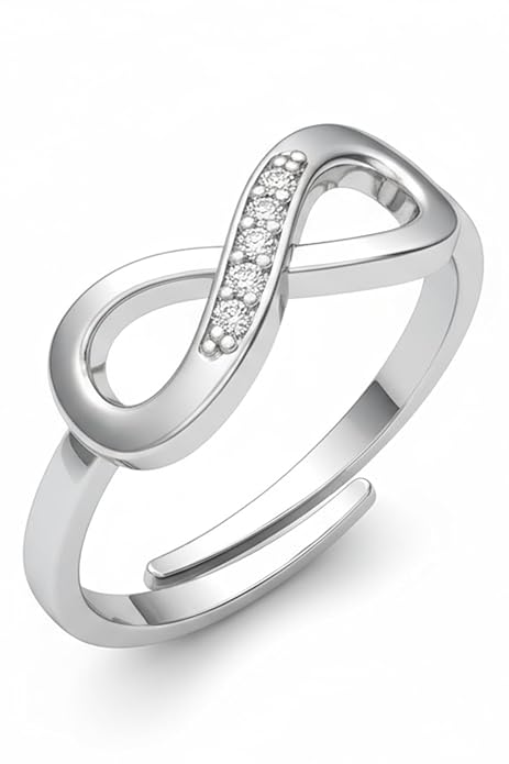 Lab Grown Diamond Engagement Rings Style in Pure 925 Sterling Silver Infinity Adjustable Design