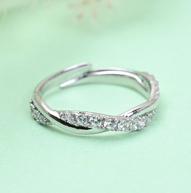 925 Sterling Minimal Office Silver Rings for Women with Adjustable Band