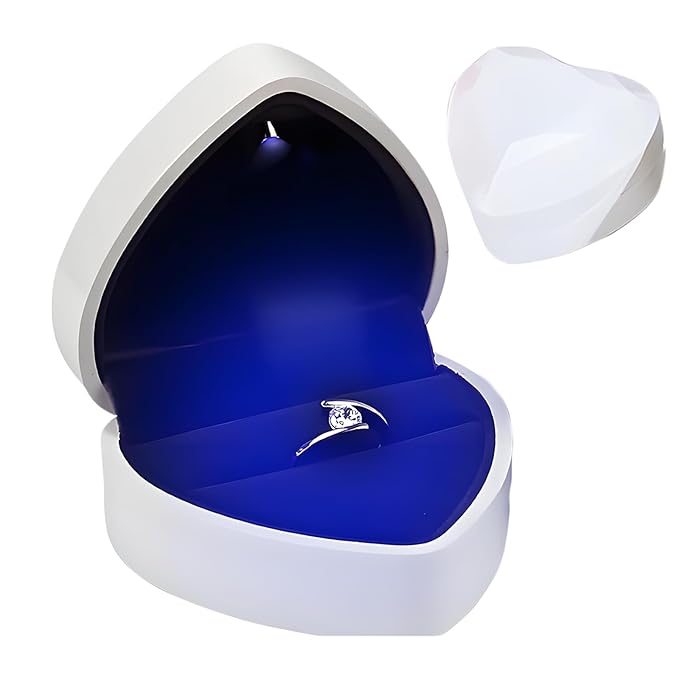 Proposal Ring Box with Light in Blue Elegant Design for Engagement & Romantic Surprise