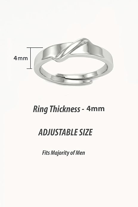 Solitaire Engagement Ring in Pure 925 Sterling Silver Adjustable Finger Ring Design
