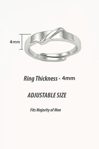 Solitaire Engagement Ring in Pure 925 Sterling Silver Adjustable Finger Ring Design