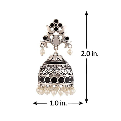 Brass silver earrings with ethnic handcrafted style