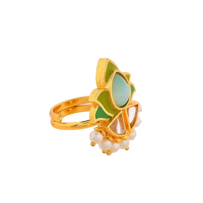 Floral Green Indian Style Engagement Ring