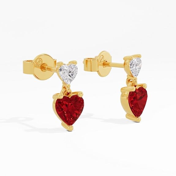 Sterling Silver Dual Heart Gold Dangle Earrings