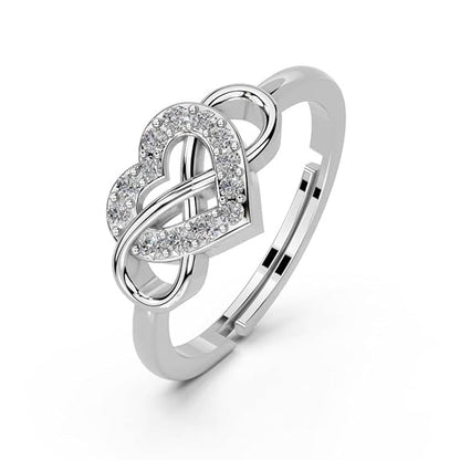 Infinity Heart Ring in 925 Pure Sterling Silver Adjustable Modern Design