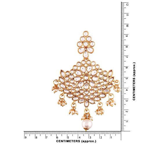 Mang Tikka Set in Gold Plated Kundan & Pearl Traditional Earring Design