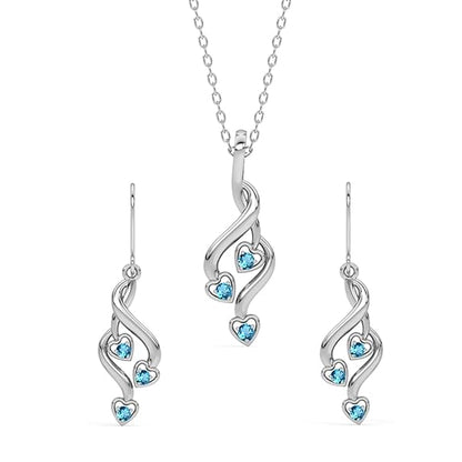 Pendant Earring Set in 925 Sterling Silver Valentina Design with Rhodium Plated Swiss Zirconia