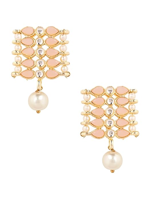 Pearl Choker Necklace Indian in Gold Plated Traditional Kundan and Pearl Choker Necklace Jewellery Set for Women and Girls