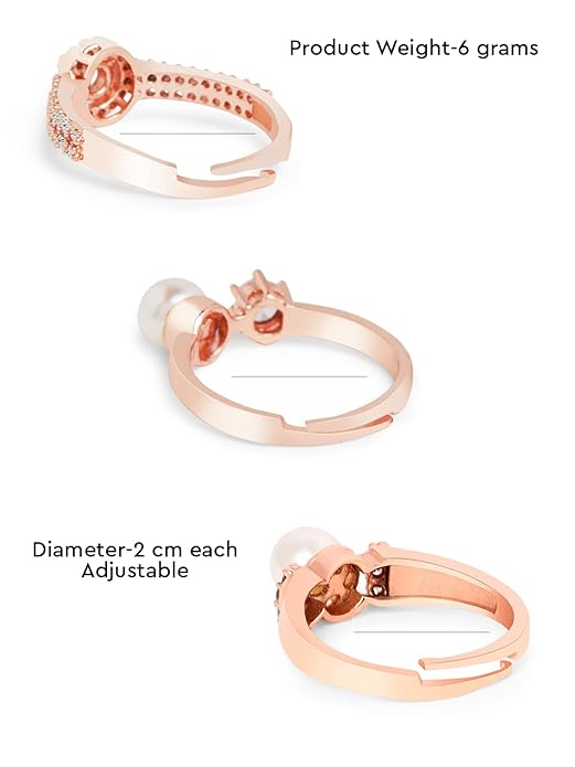 Rose Gold Cubic Zirconia Rings Set of 3