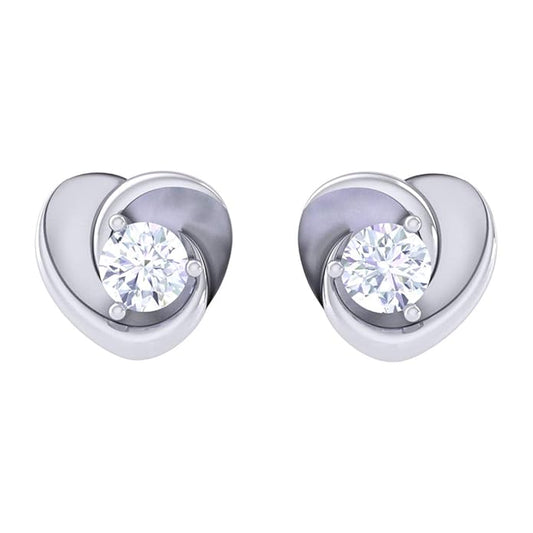 Cubic Zirconia Heart Earrings in 925 Sterling Silver with Swiss Zirconia White Finish