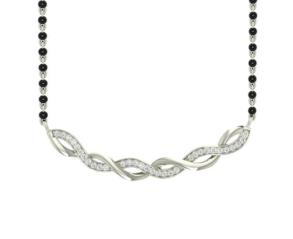 Diamond Mangalsutra Pendant in 925 Sterling Silver Sparkling Zirconia Studded Platinum Plated Design