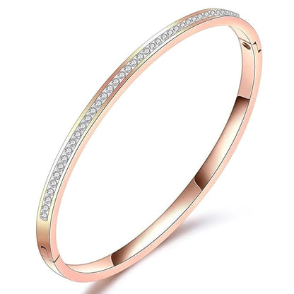 Gold Plated Crystal Cuff Bracelet (Rose Gold)