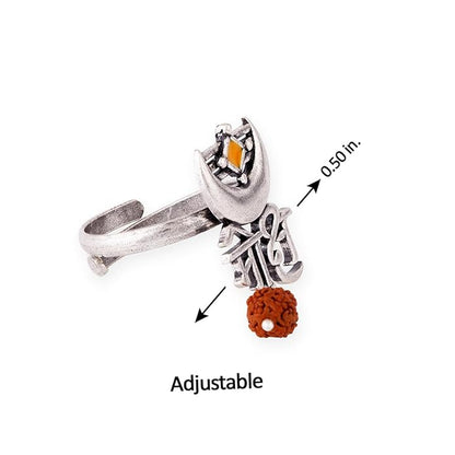 Silver Brass Enamel Inscription Ring