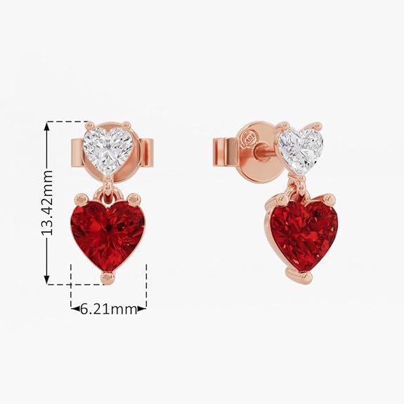 Sterling Silver Dual Heart Gold Dangle Earrings