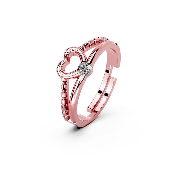 Women's Heart Ring in 925 Pure Sterling Silver Adjustable Elegant Design