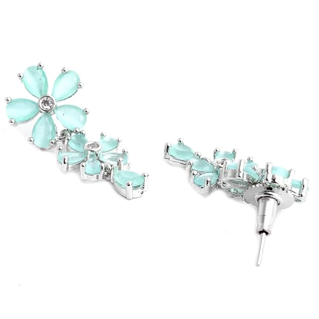 American diamond jewellery in silver finish for festive wear