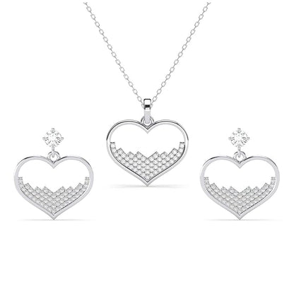 Sterling Silver Heart Necklace Earring Set