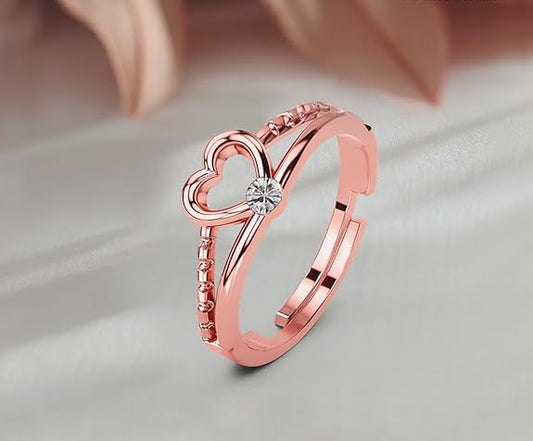Women's Heart Ring in 925 Pure Sterling Silver Adjustable Elegant Design