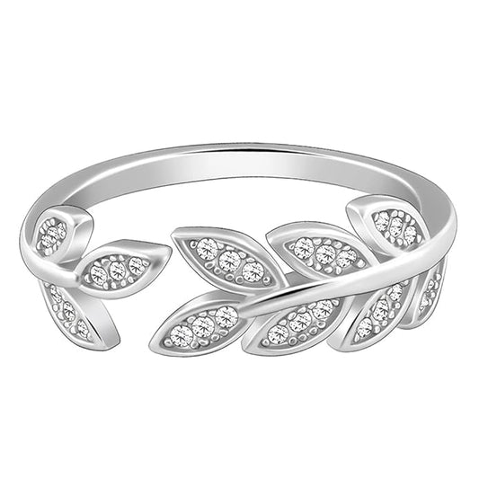 Leaf Engagement Ring in 925 Sterling Silver