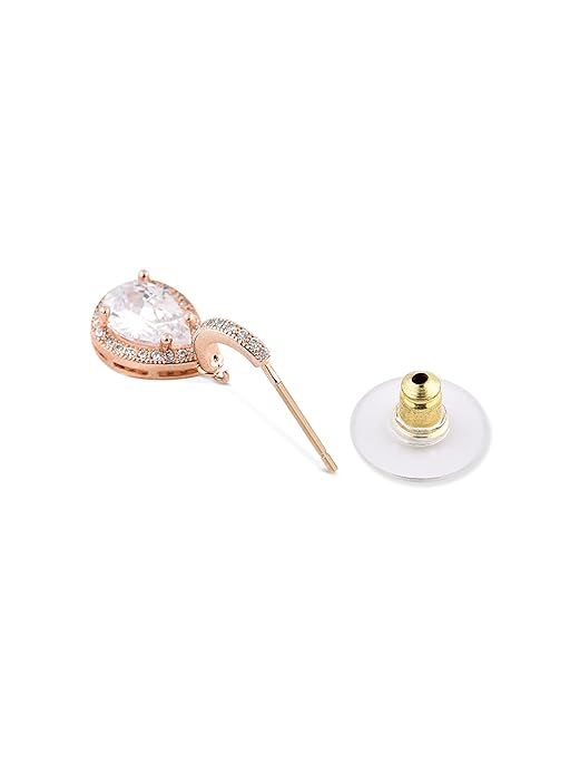 Rose Gold Pearl Drop Hoop Earrings