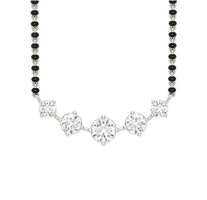Mangalsutra Necklace in 925 Sterling Silver 5 Stone Design with Earrings and Chain Platinum Plated Swiss Zirconia