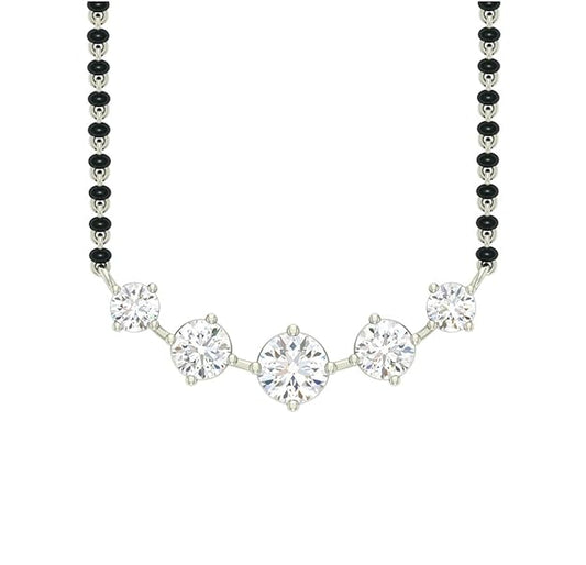 Mangalsutra Necklace in 925 Sterling Silver 5 Stone Design with Earrings and Chain Platinum Plated Swiss Zirconia
