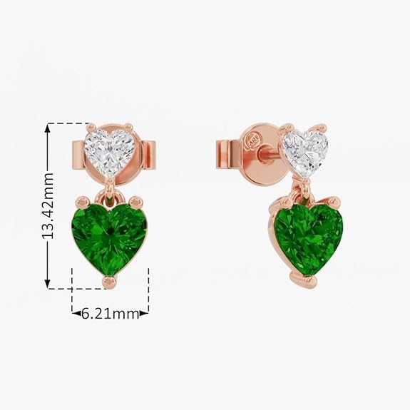 Sterling Silver Dual Heart Gold Dangle Earrings