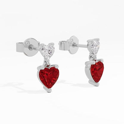 Sterling Silver Dual Heart Gold Dangle Earrings