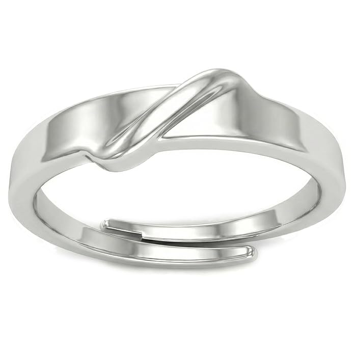 Solitaire Engagement Ring in Pure 925 Sterling Silver Adjustable Finger Ring Design