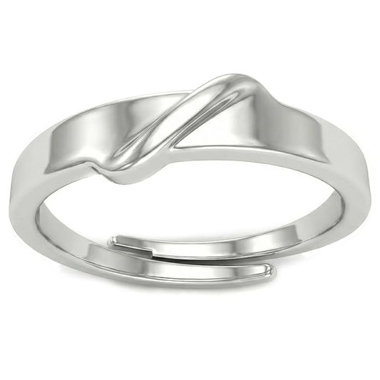 Solitaire Engagement Ring in Pure 925 Sterling Silver Adjustable Finger Ring Design