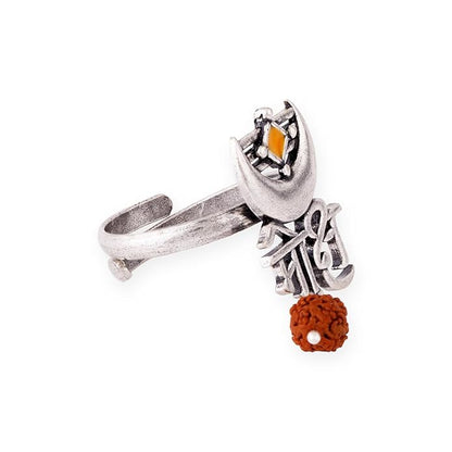 Silver Brass Enamel Inscription Ring