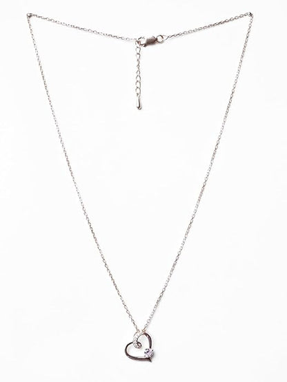 Pink Heart Jewelry Set in Sterling Silver Pendant and Earring Design with Rose Gold Plated Swiss Zirconia