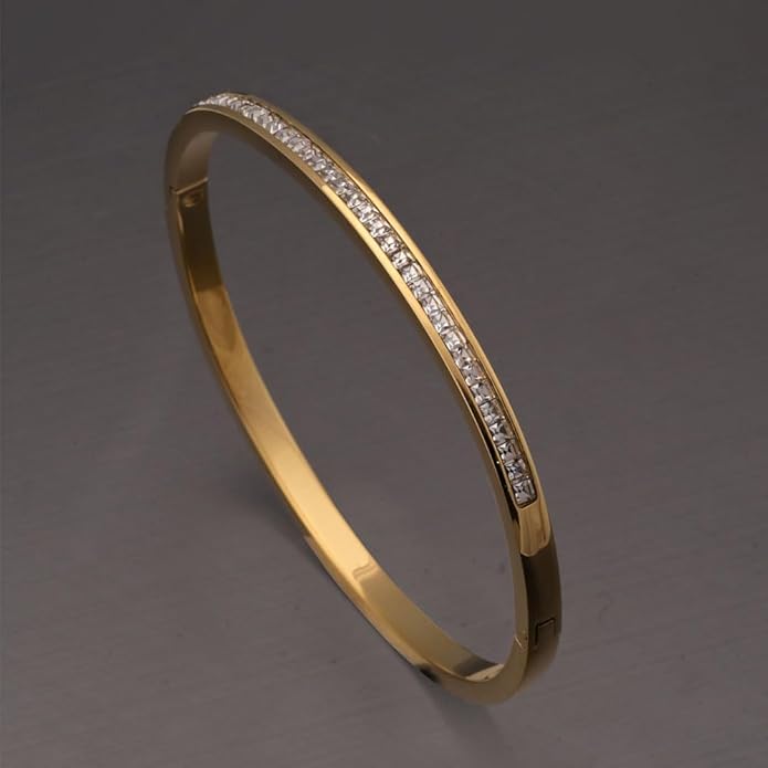Waterproof Gold Sparkling Line Bangle