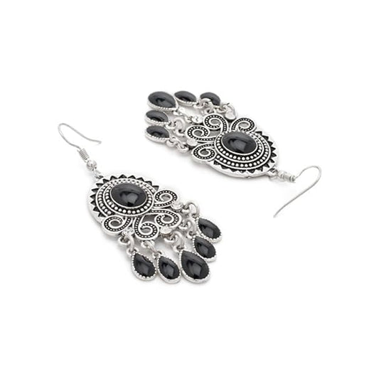 Oxidised Boho Silver Dangle Earrings