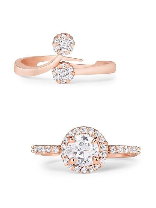 High Quality CZ Finger Rings Set of 2