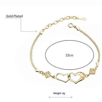 Rose Gold Double Heart Love Bracelet