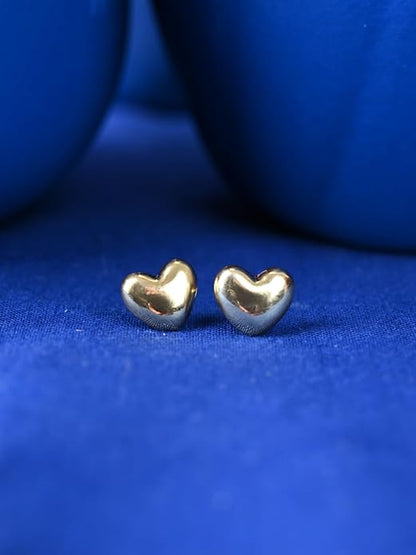 Gold Stud Earrings Heart in Sterling Silver Stella Design with Gold Plated Finish
