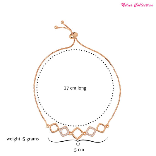 Adjustable Diamond Crystal Rose Gold Charm Bracelet