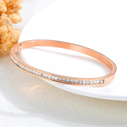 Gold Plated Crystal Cuff Bracelet (Rose Gold)