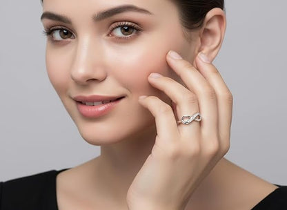 Lab Grown Diamond Engagement Rings Style in Pure 925 Sterling Silver Infinity Adjustable Design