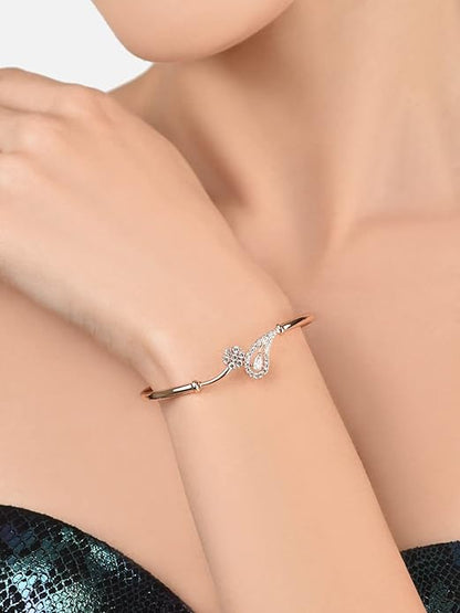 Rose Gold Cubic Zirconia Kada Bracelet (Set of 2)