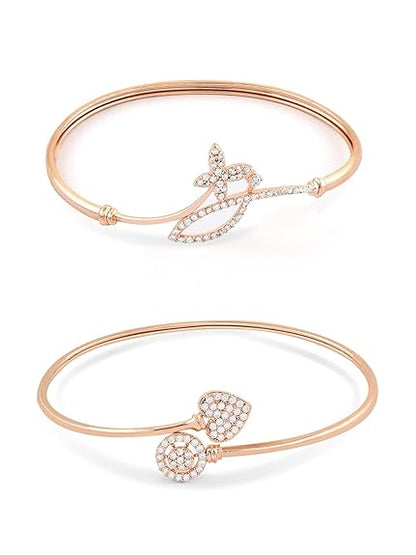 Rose Gold Charm Bracelet CZ Contemporary Set