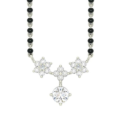 Silver Mangalsutra in 925 Sterling Silver Contemporary Design with Earrings and Chain Platinum Plated Swiss Zirconia