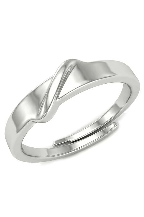 Solitaire Engagement Ring in Pure 925 Sterling Silver Adjustable Finger Ring Design