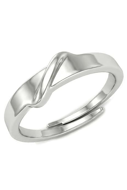 Solitaire Engagement Ring in Pure 925 Sterling Silver Adjustable Finger Ring Design
