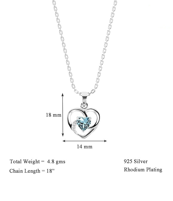 Silver Heart Pendant Necklace in 925 Sterling Silver with Optional Chain