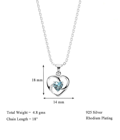 Silver Heart Pendant Necklace in 925 Sterling Silver with Optional Chain