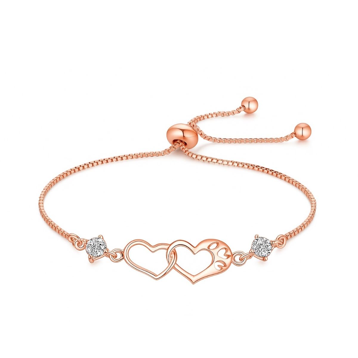 Rose Gold Double Heart Love Bracelet