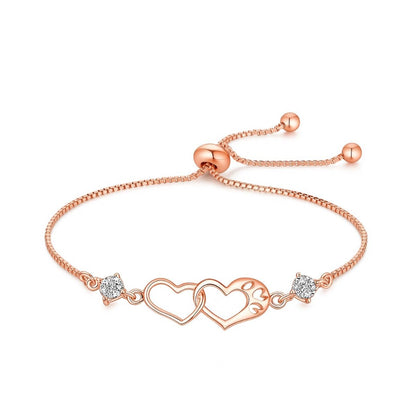 Rose Gold Double Heart Love Bracelet